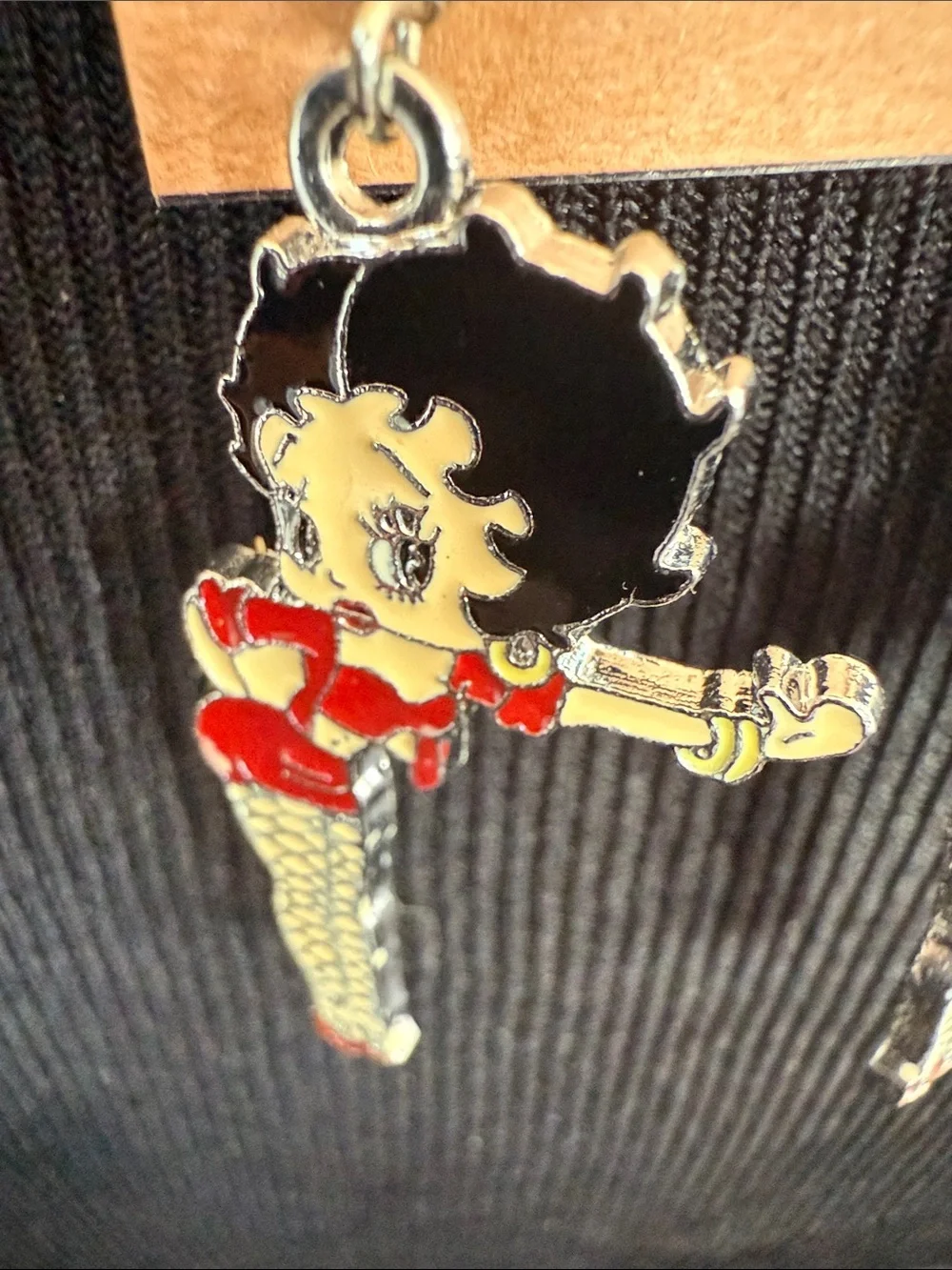 Betty Boop Red and Black Enamel Dangle Earrings